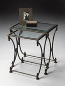 Beverly Rectangular Glass and Metal Set of 2 Nesting Tables by Butler Specialty Company