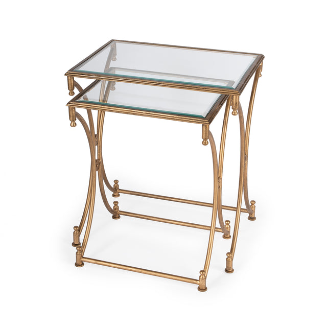Beverly Rectangular Glass and Metal Set of 2 Nesting Tables by Butler Specialty Company