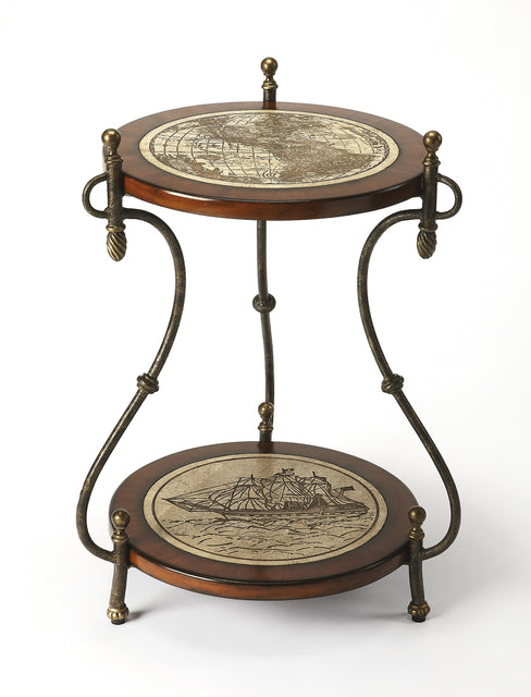 Magellan 23 in. W Round Stone and Metal Side Table by Butler Specialty Company