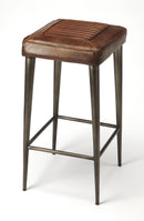 Maxwell 32 in. Seat Height Leather and Metal Square Seat Backless Bar Stool by Butler Specialty Company