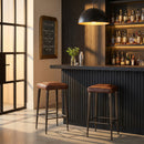 Maxwell 32 in. Seat Height Leather and Metal Square Seat Backless Bar Stool by Butler Specialty Company