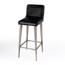 Maxwell 32 in. Seat Height Leather and Iron Bar Height Stool with Back by Butler Specialty Company