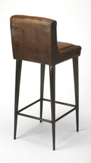 Maxwell 32 in. Seat Height Leather and Iron Bar Height Stool with Back by Butler Specialty Company