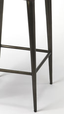 Maxwell 32 in. Seat Height Leather and Iron Bar Height Stool with Back by Butler Specialty Company