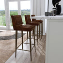 Maxwell 32 in. Seat Height Leather and Iron Bar Height Stool with Back by Butler Specialty Company