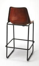 Myles 28 in. Seat Height Leather and Metal Bar Stool with Back by Butler Specialty Company