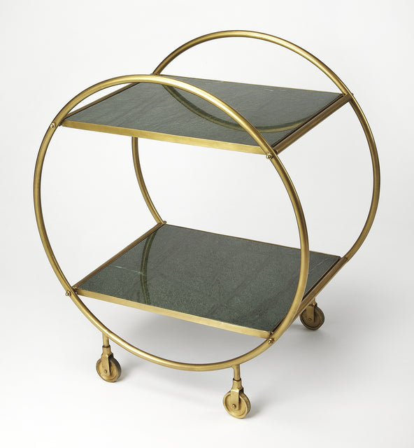 Orian 24 in. W Marble and Metal 2 Tier Mobile Bar Cart by Butler Specialty Company