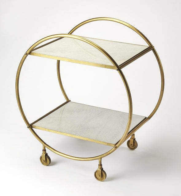 Orian 24 in. W Marble and Metal 2 Tier Mobile Bar Cart by Butler Specialty Company
