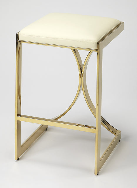 Natalya 25.5 in. Seat Height Square Upholstered and Metal Backless Counter Stool with Footrest by Butler Specialty Company