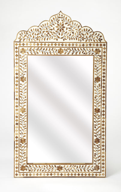 Vivienne 28 in. W x 50 in. H Vertical Wood and Bone Inlay Wall Mirror by Butler Specialty Company