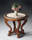 Mable 36 in. W Round Fossil Stone and Wood Foyer Table by Butler Specialty Company