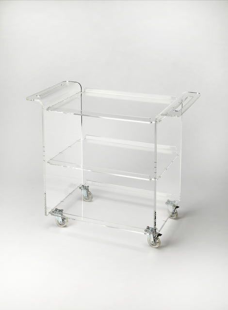 Crystal 34.25 in. W Rectangular Clear Acrylic 3 Tier Mobile Bar Cart by Butler Specialty Company
