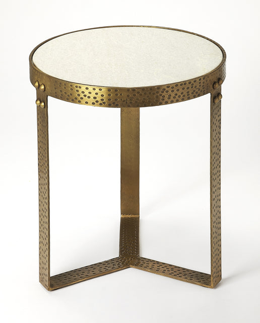 Elton 18 in. W Round Marble and Metal Contemporary Side Table by Butler Specialty Company