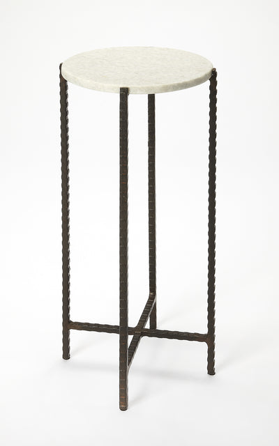 Nigella 8.5 in. W Round Marble and Metal Narrow Side Table by Butler Specialty Company