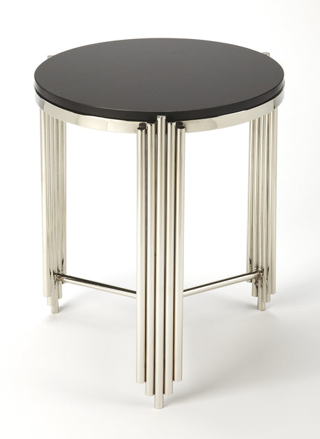 Khalifa 18 in. W Round Granite and Metal End Table by Butler Specialty Company