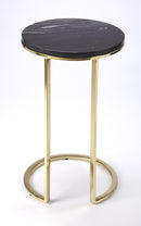 Martel 16 in. W Round Marble and Metal C-Shaped Side Table by Butler Specialty Company