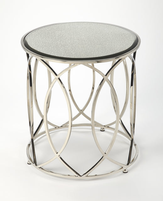 Desiree 18 in. W Round Antique Mirror and Metal End Table by Butler Specialty Company