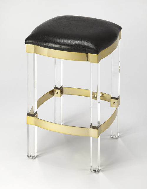 Jordan 24 in. Seat Height Faux Leather and Acrylic Backless Counter Stool with Foot Rest by Butler Specialty Company