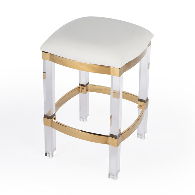Jordan 24 in. Seat Height Faux Leather and Acrylic Backless Counter Stool with Foot Rest by Butler Specialty Company