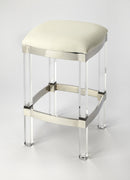 Jordan 24 in. Seat Height Faux Leather and Acrylic Backless Counter Stool with Foot Rest by Butler Specialty Company