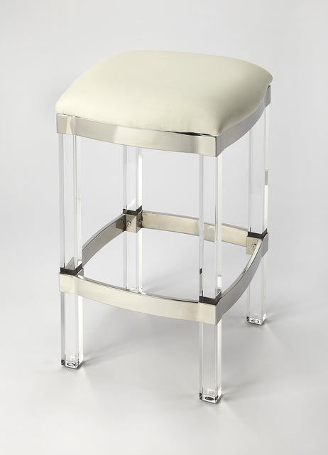Jordan 24 in. Seat Height Faux Leather and Acrylic Backless Counter Stool with Foot Rest by Butler Specialty Company