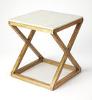 Braylon 17.75 in. W Square Marble and Wood X Base End Table by Butler Specialty Company