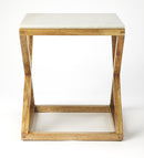 Braylon 17.75 in. W Square Marble and Wood X Base End Table by Butler Specialty Company