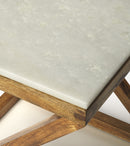 Braylon 17.75 in. W Square Marble and Wood X Base End Table by Butler Specialty Company