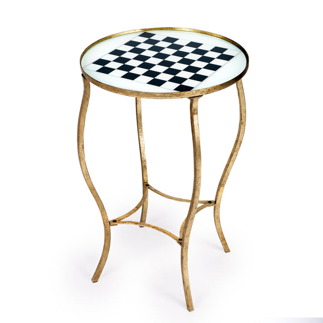 Judith 19 in. W Round Glass and Metal Game Table by Butler Specialty Company