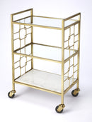 Arcadia 20.5 in. W Rectangular Metal-Stone-Glass 3 Tier Mobile Bar Cart by Butler Specialty Company