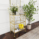 Arcadia 20.5 in. W Rectangular Metal-Stone-Glass 3 Tier Mobile Bar Cart by Butler Specialty Company