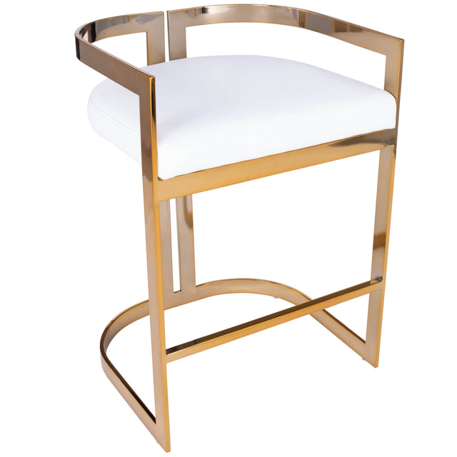 Clarence 25 in. Seat Height Faux Leather and Metal Counter Stool with Low Back by Butler Specialty Company