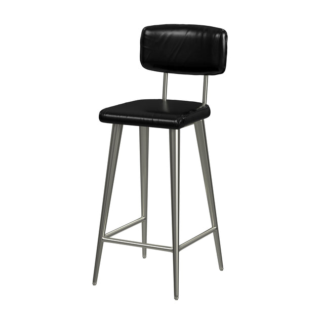 Saddle 26 in. Seat Height Metal and Leather Counter Stool with Back by Butler Specialty Company