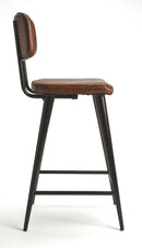 Saddle 26 in. Seat Height Metal and Leather Counter Stool with Back by Butler Specialty Company