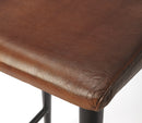 Saddle 26 in. Seat Height Metal and Leather Counter Stool with Back by Butler Specialty Company