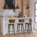 Saddle 26 in. Seat Height Metal and Leather Counter Stool with Back by Butler Specialty Company