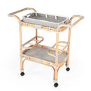 Selena 34.5 in. W Rectangular Rattan 2 Tier Mobile Removeable Top Bar Cart with Bottle Holders by Butler Specialty Company