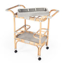 Selena 34.5 in. W Rectangular Rattan 2 Tier Mobile Removeable Top Bar Cart with Bottle Holders by Butler Specialty Company