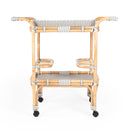 Selena 34.5 in. W Rectangular Rattan 2 Tier Mobile Removeable Top Bar Cart with Bottle Holders by Butler Specialty Company