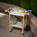 Selena 34.5 in. W Rectangular Rattan 2 Tier Mobile Removeable Top Bar Cart with Bottle Holders by Butler Specialty Company