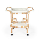 Selena 34.5 in. W Rectangular Rattan 2 Tier Mobile Removeable Top Bar Cart with Bottle Holders by Butler Specialty Company