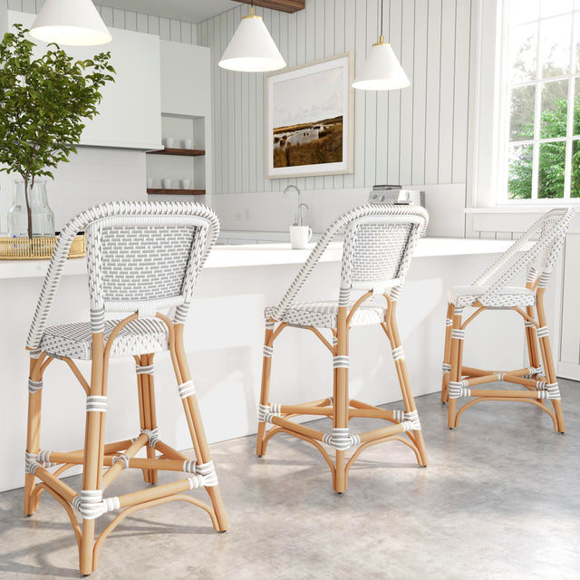 Solstice 25 in. Seat Height Rattan Counter Stool with Back and Footrest by Butler Specialty Company
