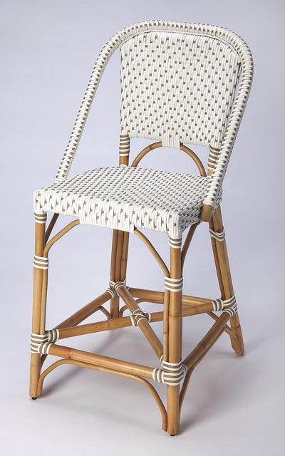 Solstice 25 in. Seat Height Rattan Counter Stool with Back and Footrest by Butler Specialty Company