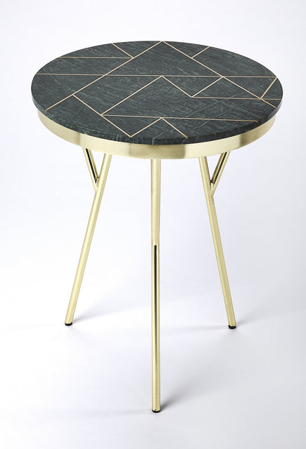 Haven 18.5 in. W Round Marble and Metal Modern Side Table by Butler Specialty Company