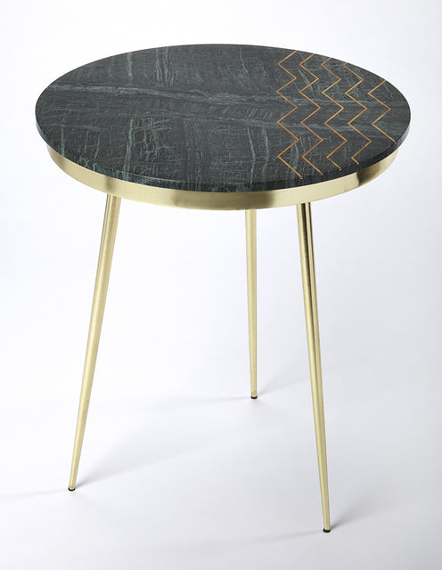 Hollings 21 in. W Round Marble and Metal Modern Side Table by Butler Specialty Company