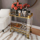 Charlevoix 32 in. W Rectangular Acrylic-Mirrored Glass-Metal 2 Tier Mobil Serving Cart by Butler Specialty Company