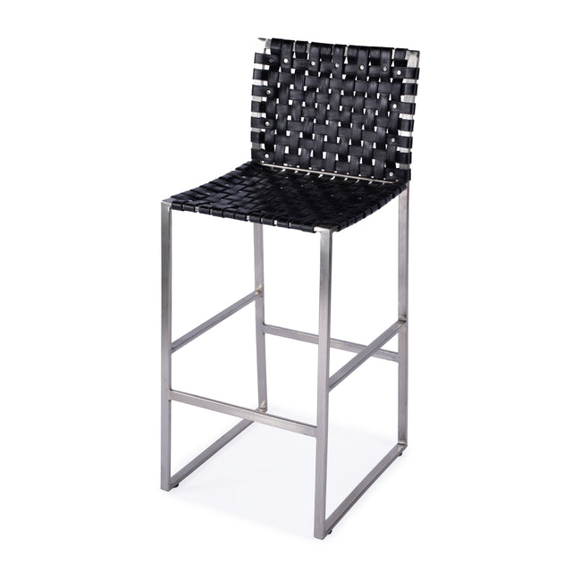 Urban 30 in. Seat Height Rectangular Woven Leather Bar Stool with Back by Butler Specialty Company