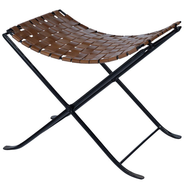 Karma 17.5 in. Seat Height Foldable Woven Leather Stool by Butler Specialty Company