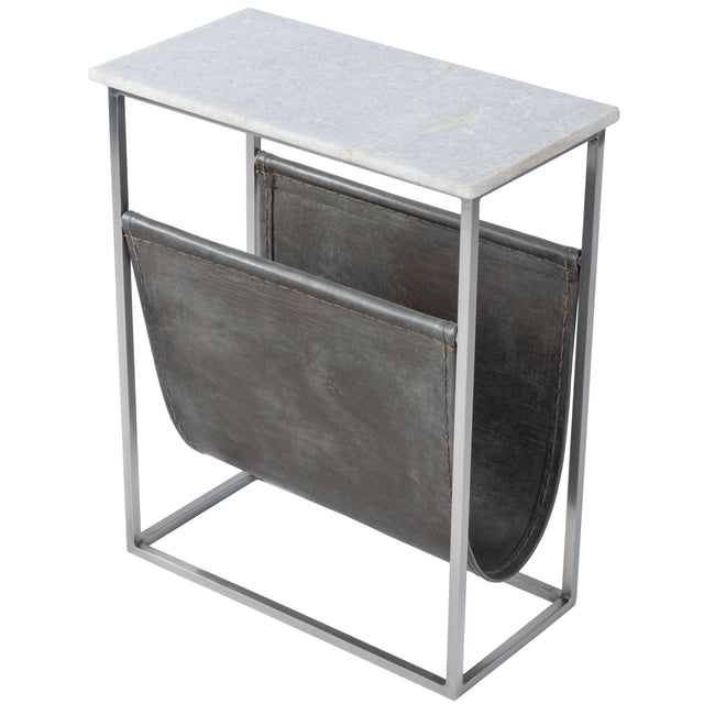 Koler 17.5 in. W Rectangular Marble and Leather Narrow Magazine Side Table by Butler Specialty Company