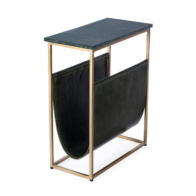 Edie 17.5 in. W Rectangular Marble and Leather Narrow Magazine Side Table by Butler Specialty Company